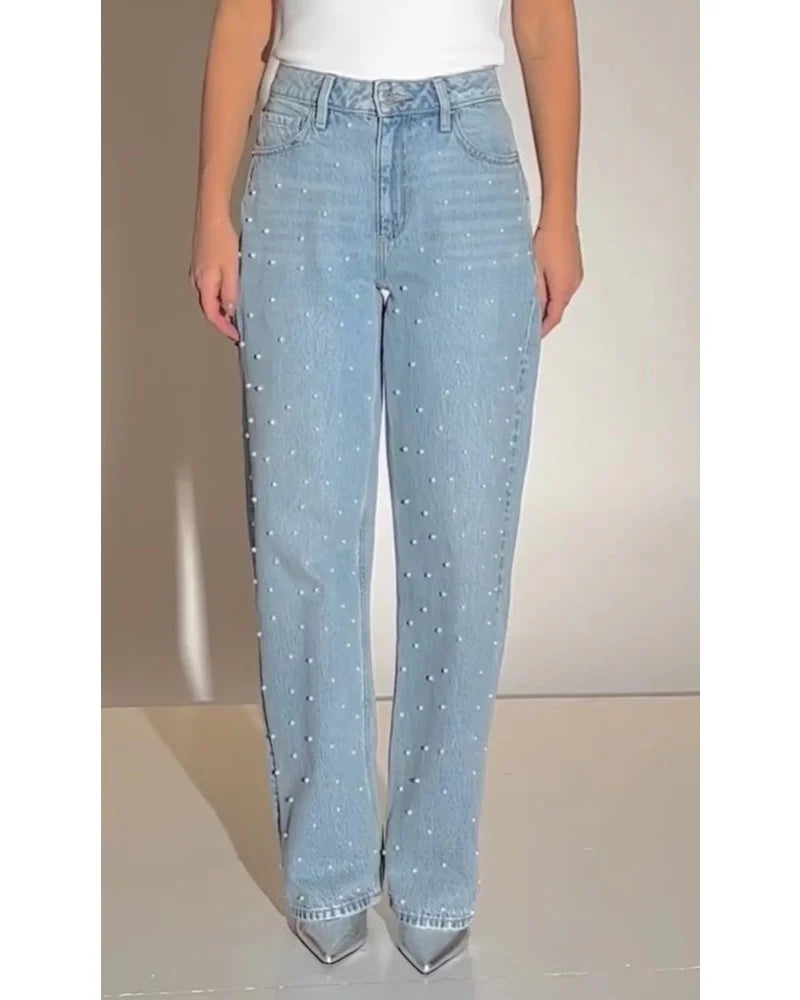 Women's casual loose straight leg jeans